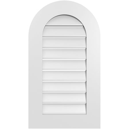 Ekena Millwork Round Top Surface Mount PVC Gable Vent: Functional, w/ 3-1/2"W x 1"P Standard Frame, 18"W x 32"H GVPRT18X3201SF